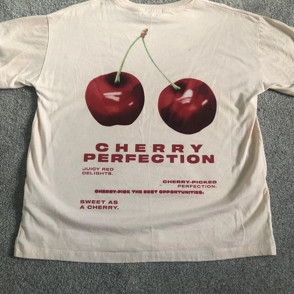 H&M Pants - H&M Cream Cherry Graphic Tee